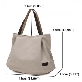 Women Canvas Tote Bags Pure Color Casual Simple Shoulder Bags Large Capacity Shopping Bags