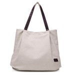 Women Canvas Tote Bags Pure Color Casual Simple Shoulder Bags Large Capacity Shopping Bags