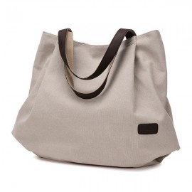 Women Canvas Tote Bags Pure Color Casual Simple Shoulder Bags Large Capacity Shopping Bags