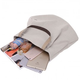 Women Canvas Tote Bags Pure Color Casual Simple Shoulder Bags Large Capacity Shopping Bags