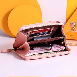 Women Card Slots 6.3 Inch Phone Bag Solid Crossbody Bag