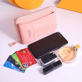 Women Card Slots 6.3 Inch Phone Bag Solid Crossbody Bag