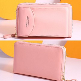 Women Card Slots 6.3 Inch Phone Bag Solid Crossbody Bag