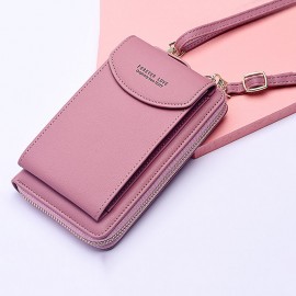 Women Card Slots 6.3 Inch Phone Bag Solid Crossbody Bag