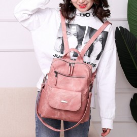 Women Casual Large Capacity Shoulder Bag Solid Backpack