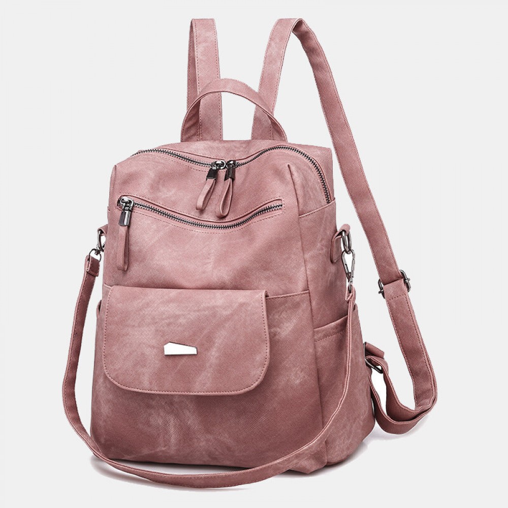 Women Casual Large Capacity Shoulder Bag Solid Backpack