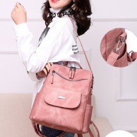 Women Casual Large Capacity Shoulder Bag Solid Backpack