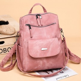 Women Casual Large Capacity Shoulder Bag Solid Backpack