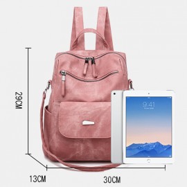 Women Casual Large Capacity Shoulder Bag Solid Backpack