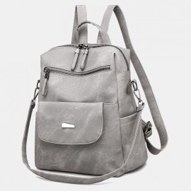 Women Casual Large Capacity Shoulder Bag Solid Backpack