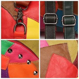 Women Casual Patchwork Genuine Leather Large Capacity Shoulder Bags Crossbody Bags