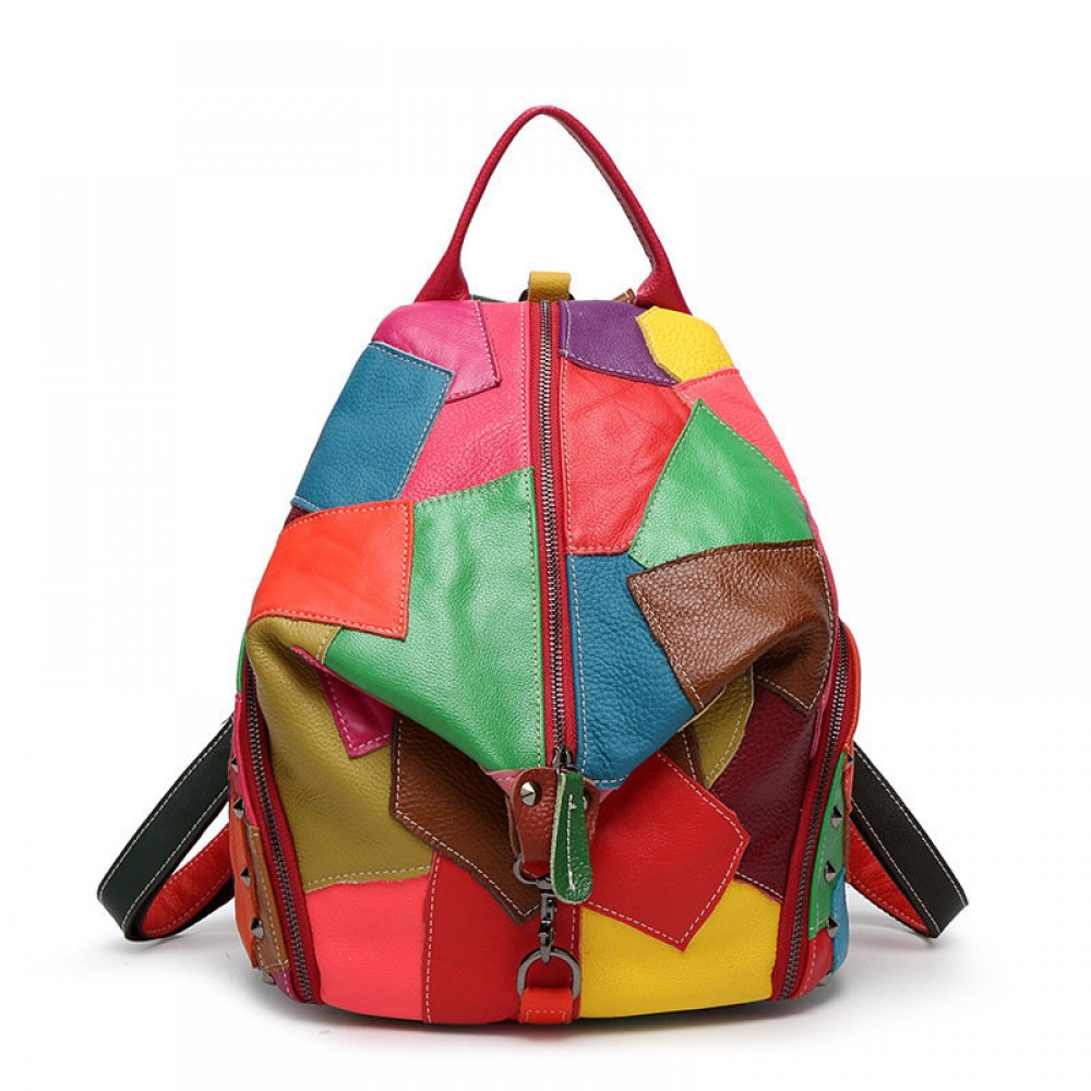 Women Casual Patchwork Genuine Leather Large Capacity Shoulder Bags Crossbody Bags