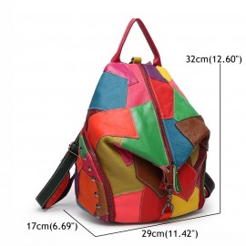 Women Casual Patchwork Genuine Leather Large Capacity Shoulder Bags Crossbody Bags
