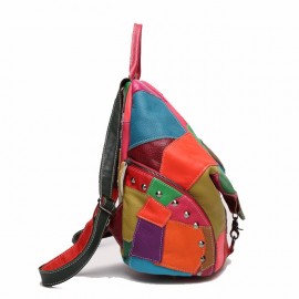 Women Casual Patchwork Genuine Leather Large Capacity Shoulder Bags Crossbody Bags