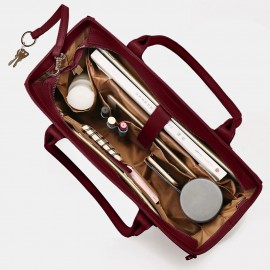 Women Casual Shopping Multifunction Handbag Solid Shoulder Bag