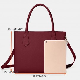 Women Casual Shopping Multifunction Handbag Solid Shoulder Bag