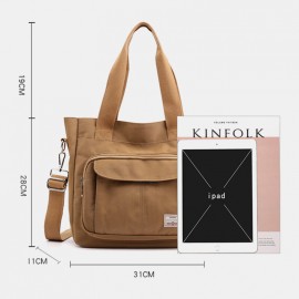Women Casual Tote Solid Large Capacity Handbag Crossbody Bag