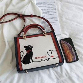 Women Cat Pattern Handbag Crossbody Bag