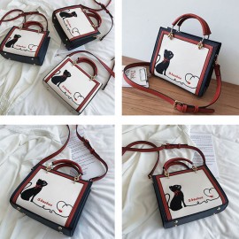 Women Cat Pattern Handbag Crossbody Bag