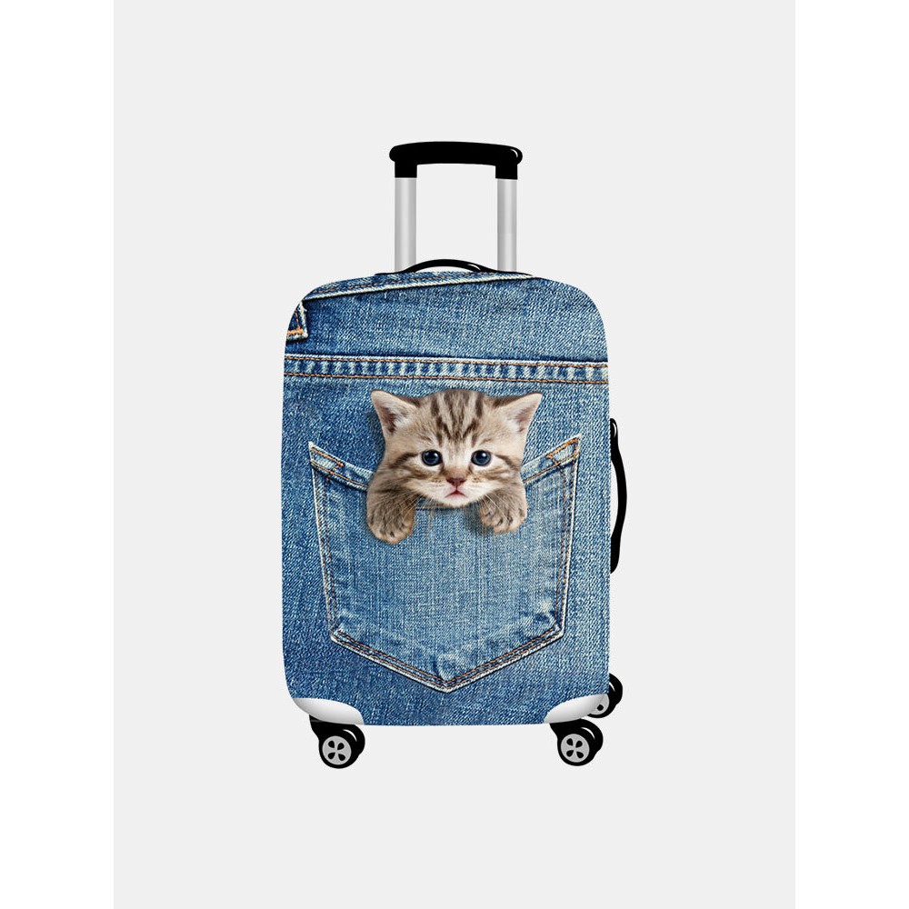 Women Cat Print Luggage Case Wear-resistant Travel Luggage Protective Cover