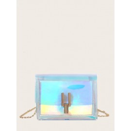 Women Clear Laser Shoulder Bag Chains Stylish PVC Mini Crossbody Bag