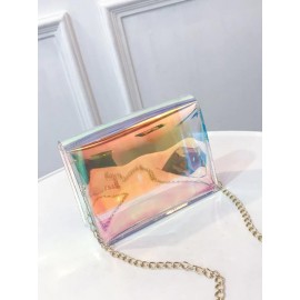 Women Clear Laser Shoulder Bag Chains Stylish PVC Mini Crossbody Bag