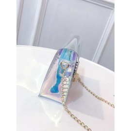 Women Clear Laser Shoulder Bag Chains Stylish PVC Mini Crossbody Bag