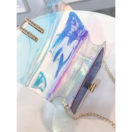 Women Clear Laser Shoulder Bag Chains Stylish PVC Mini Crossbody Bag
