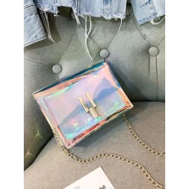 Women Clear Laser Shoulder Bag Chains Stylish PVC Mini Crossbody Bag