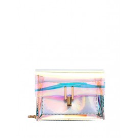 Women Clear Laser Shoulder Bag Chains Stylish PVC Mini Crossbody Bag