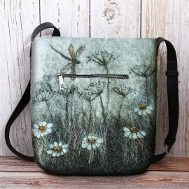 Women Colorful DIY Flower Lamb Hair Bag Crossbody Bag