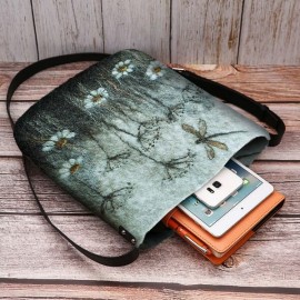 Women Colorful DIY Flower Lamb Hair Bag Crossbody Bag