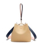 Women Contrast Bucket Bag PU Leather Casual Handbag Leisure Crossbody Bag