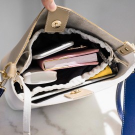 Women Contrast Bucket Bag PU Leather Casual Handbag Leisure Crossbody Bag