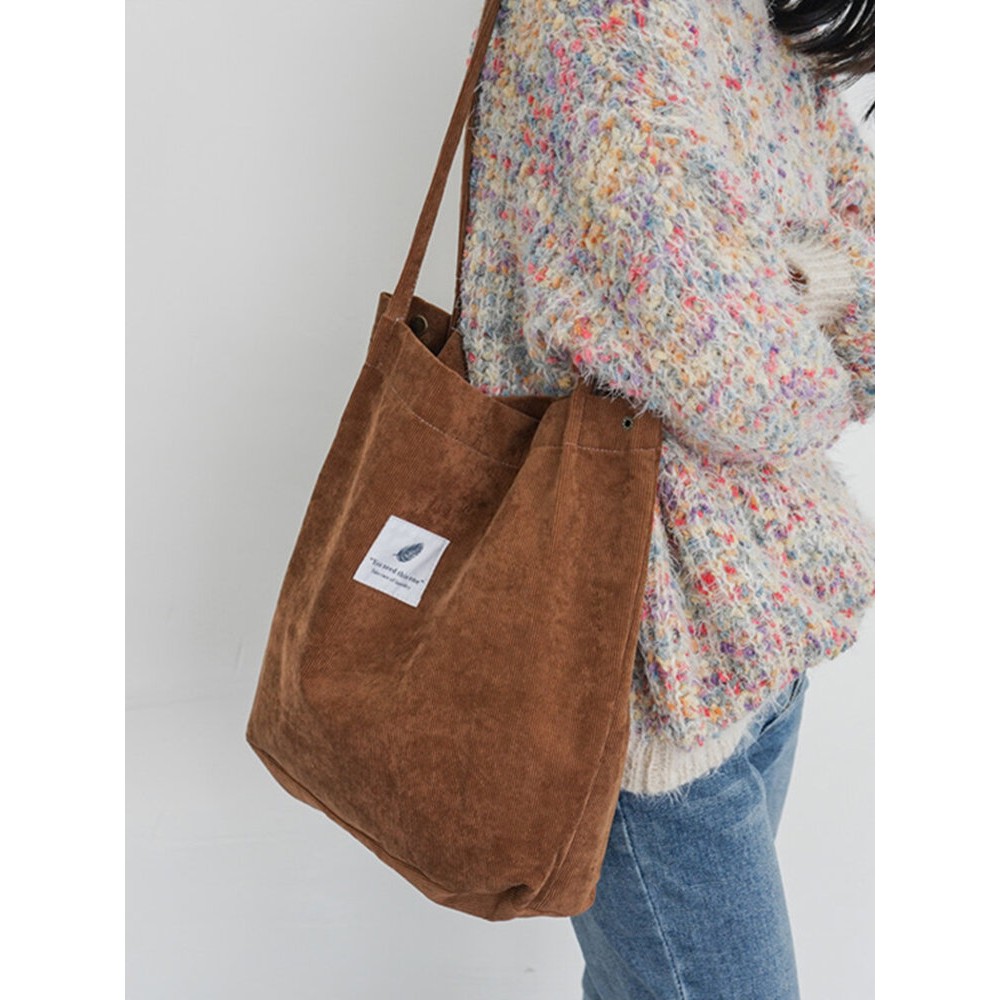 Women Corduroy Large Capacity Handbag Shoulder Bag Tote