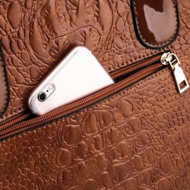 Women Crocodile High-End Vintage PU Leather Handbag