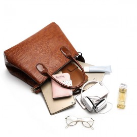 Women Crocodile High-End Vintage PU Leather Handbag