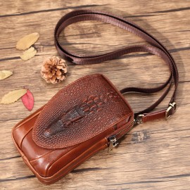 Women Crocodile Pattern Bum Bag Genuine Leather Phone Bag Belt Bag