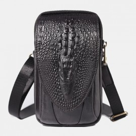 Women Crocodile Pattern Bum Bag Genuine Leather Phone Bag Belt Bag