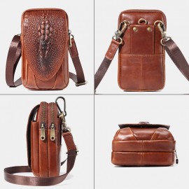 Women Crocodile Pattern Bum Bag Genuine Leather Phone Bag Belt Bag