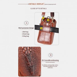 Women Crocodile Pattern Bum Bag Genuine Leather Phone Bag Belt Bag