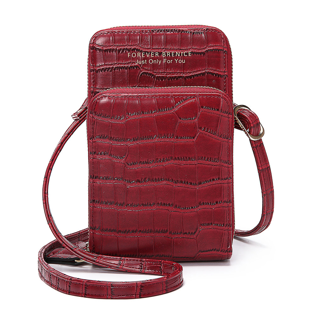 Women Crocodile Pattern Card Bag Phone Bag Crossbody Bag