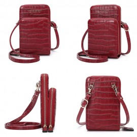 Women Crocodile Pattern Card Bag Phone Bag Crossbody Bag