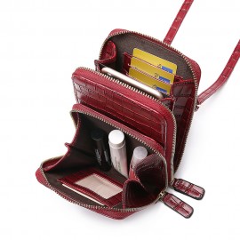 Women Crocodile Pattern Card Bag Phone Bag Crossbody Bag