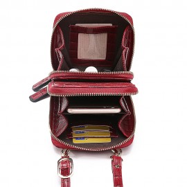 Women Crocodile Pattern Card Bag Phone Bag Crossbody Bag