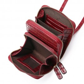 Women Crocodile Pattern Card Bag Phone Bag Crossbody Bag