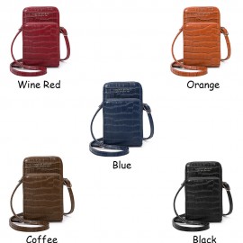 Women Crocodile Pattern Card Bag Phone Bag Crossbody Bag