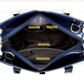 Women Crocodile Pattern Patent Elegant Handbag Casual Shoulder Bag