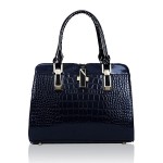 Women Crocodile Pattern Patent Elegant Handbag Casual Shoulder Bag