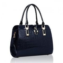 Women Crocodile Pattern Patent Elegant Handbag Casual Shoulder Bag